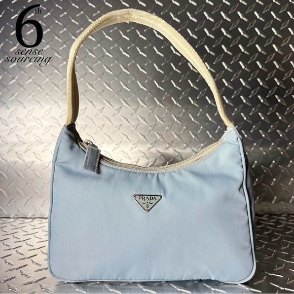 Prada Handbags - Prada Vintage Mini Nylon Tessuto Hobo in Blue